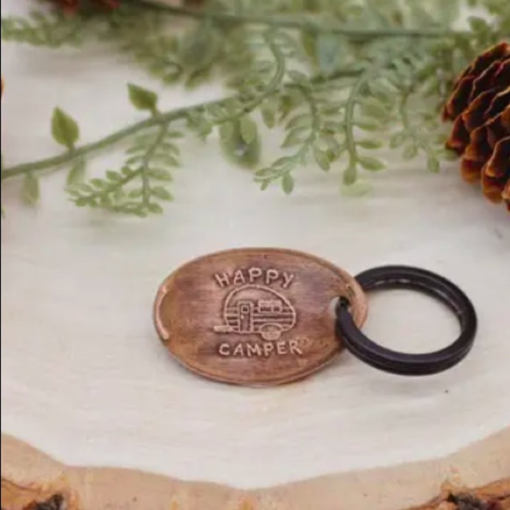 Pressed Penny Keychain - Happy Camper